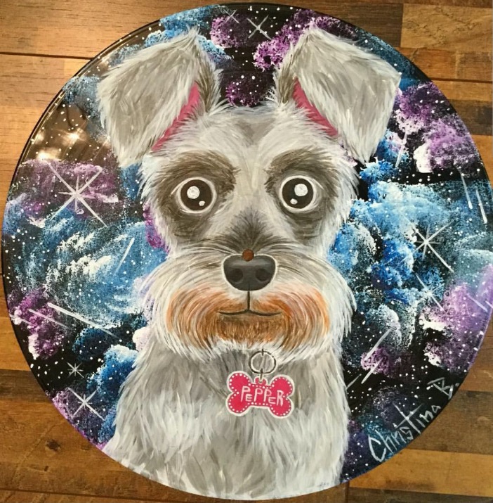 Vinyl record acrylic pet painting