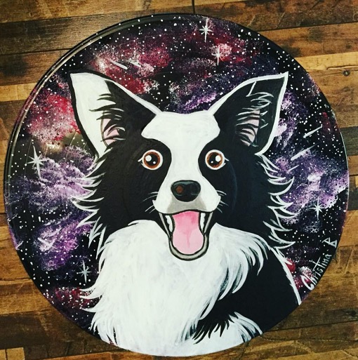 Vinyl record acrylic pet painting